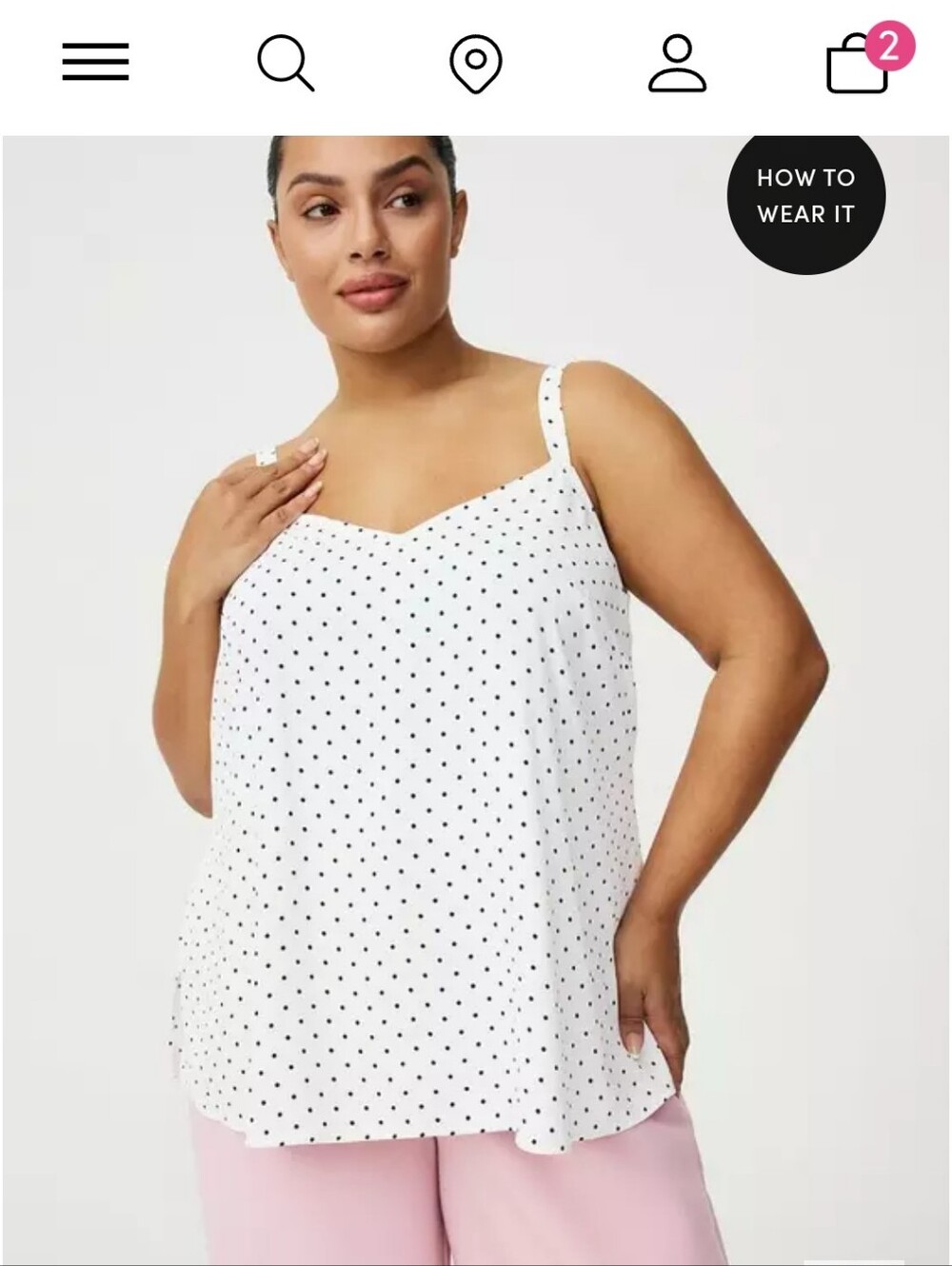 torrid White Black Polka Dot V-Neck Spaghetti Strap Cami